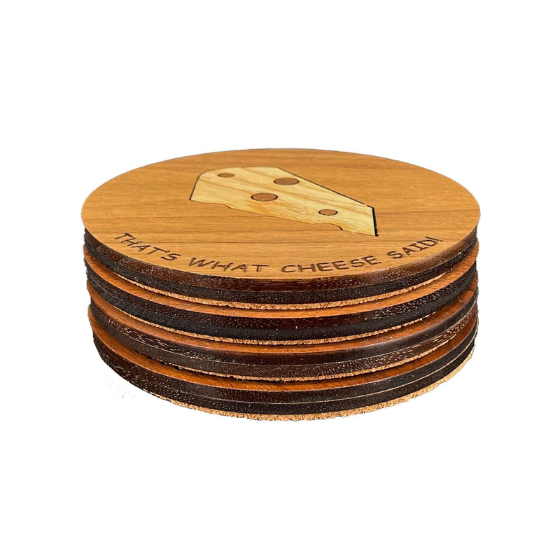 4 Pack | Handmade Walnut Coasters with CHEESY Puns| Limited Edition